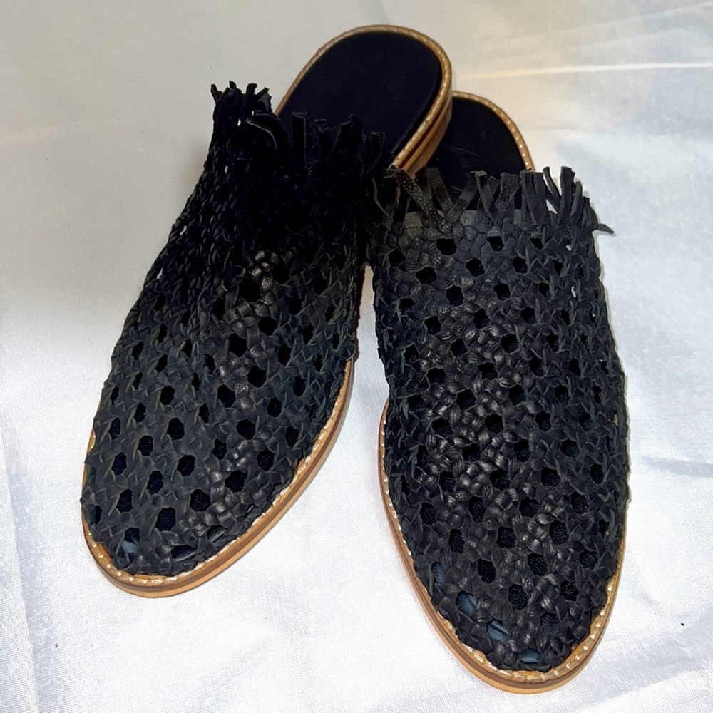 Free People Black Woven Sandals